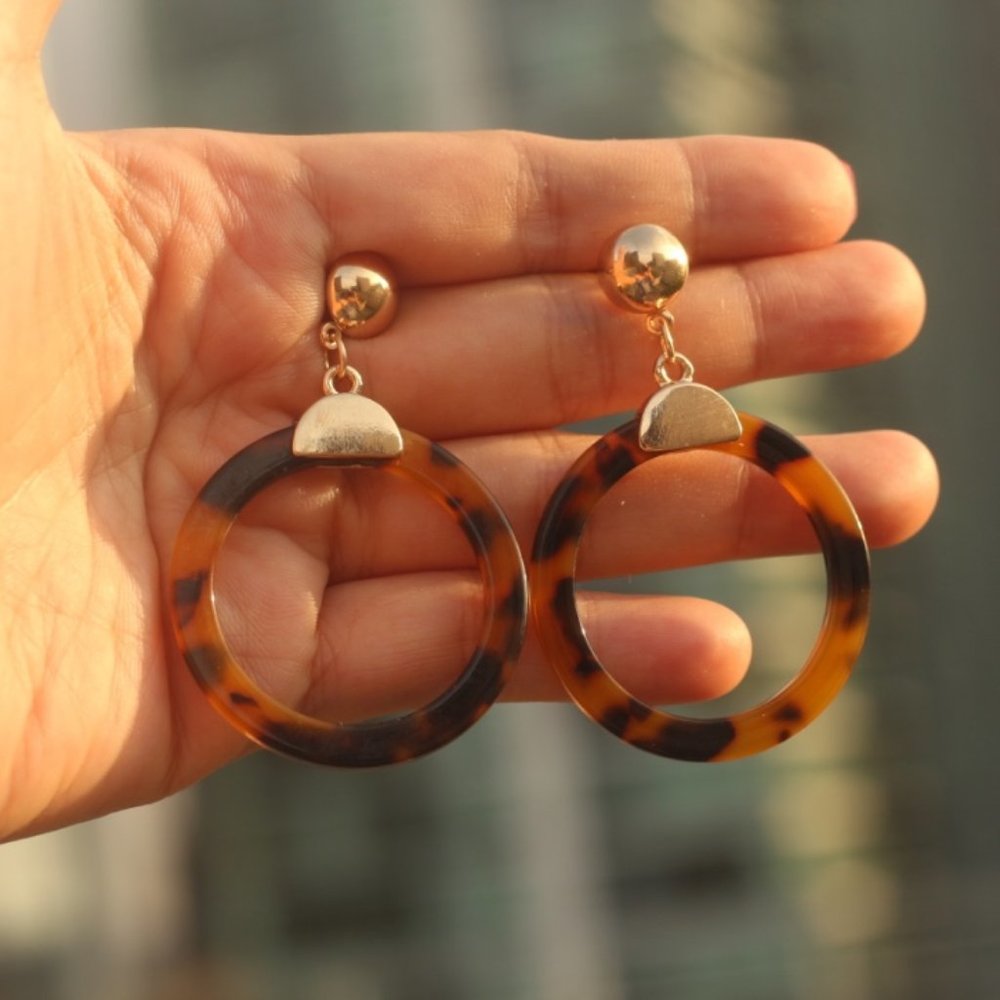 New round circle acrylic‎ stud dangle earrings